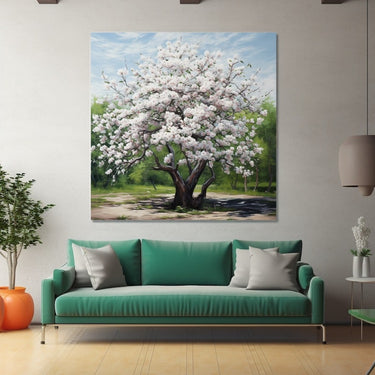 White Cherry Blossom Painting